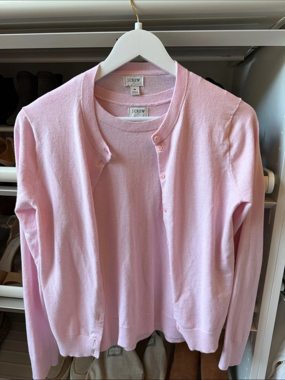 J. Crew Light Pink Knit Cardigan and Crewneck Tank Set - Picture 1 of 2